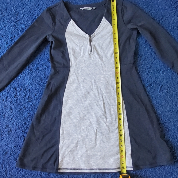 Athleta Whereupon Zip Neck Long Sleeve Grey Twotone Dress Size MP - Picture 6 of 9